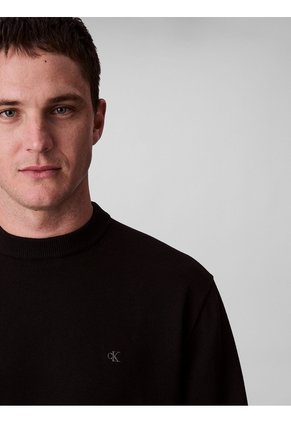 Saco Negro Tejido Con Cuello Redondo Calvin Klein