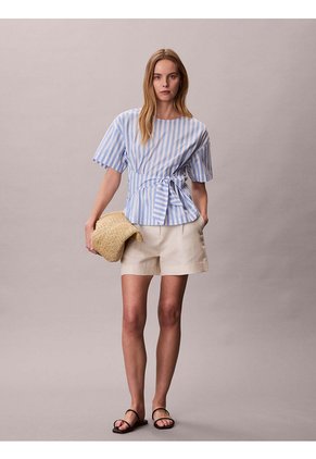 Camisa Celeste De Popelín Con Cintura Ajustable Calvin Klein