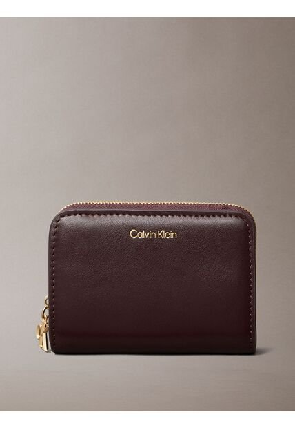 Billetera Marrón De Cuero Mediana Con Cremallera Calvin Klein