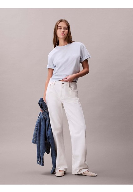 Camiseta Celeste Boxy Con Logo Gráfico Calvin Klein