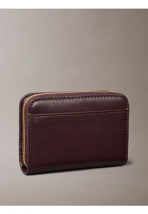 Billetera Marrón De Cuero Mediana Con Cremallera Calvin Klein