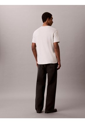 Camiseta Beige De Algodón Supima Con Logo Calvin Klein