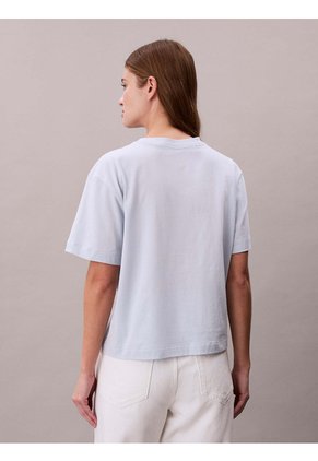 Camiseta Celeste Boxy Con Logo Gráfico Calvin Klein