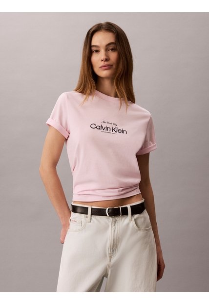 Camiseta Rosada Clásica Con Logo Calvin Klein