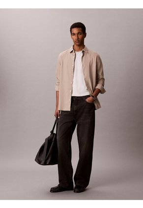 Camiseta Beige De Algodón Supima Con Logo Calvin Klein