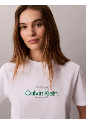 Camiseta Blanca Clásica Con Logo Calvin Klein