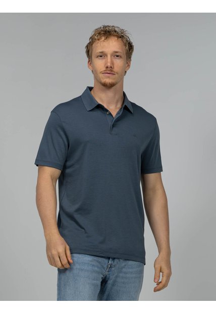 Polo Gris Supima Con Mini Monograma Calvin Klein