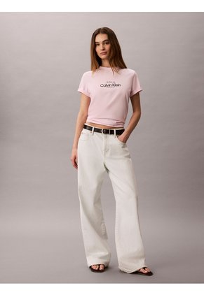 Camiseta Rosada Clásica Con Logo Calvin Klein