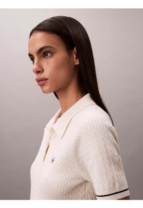 Vestido Beige Mini De Microcable Calvin Klein