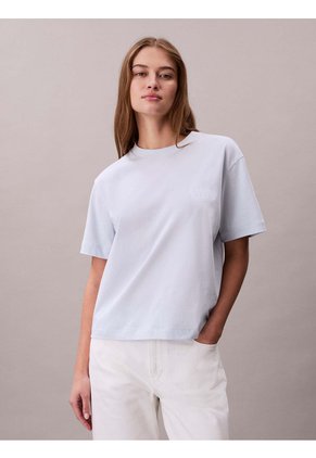 Camiseta Celeste Boxy Con Logo Gráfico Calvin Klein