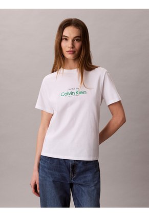 Camiseta Blanca Clásica Con Logo Calvin Klein