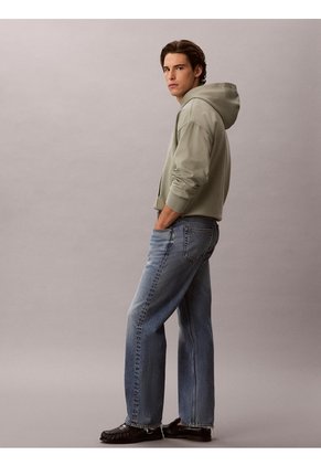 Buzo Gris Con Capota De Felpa Premium Con Logo Estampado Calvin Klein