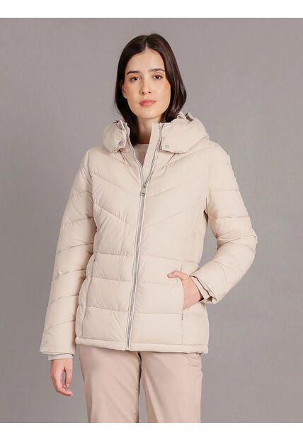 Chaqueta Beige Puffer Con Capota Calvin Klein