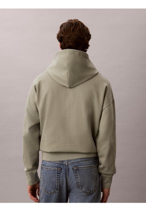 Buzo Gris Con Capota De Felpa Premium Con Logo Estampado Calvin Klein