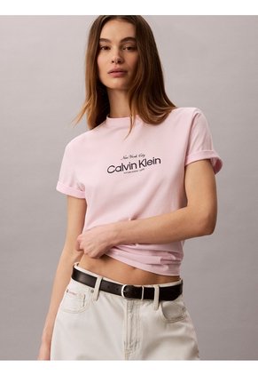 Camiseta Rosada Clásica Con Logo Calvin Klein