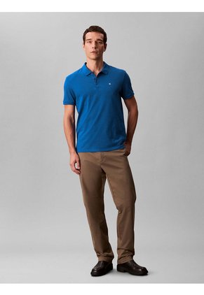Polo Azul Clásico Con Monograma Bordado Calvin Klein