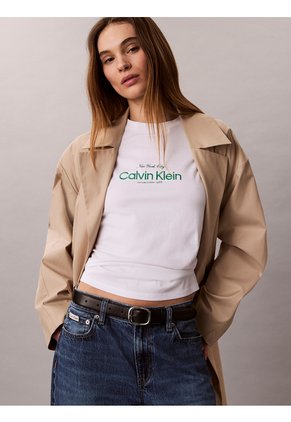 Camiseta Blanca Clásica Con Logo Calvin Klein
