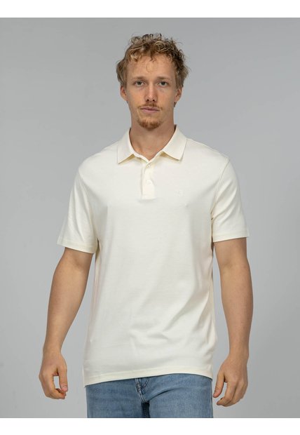 Polo Beige Supima Con Mini Monograma Calvin Klein