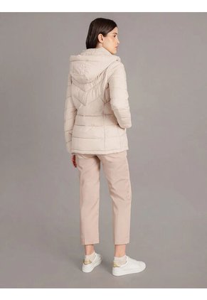 Chaqueta Beige Puffer Con Capota Calvin Klein