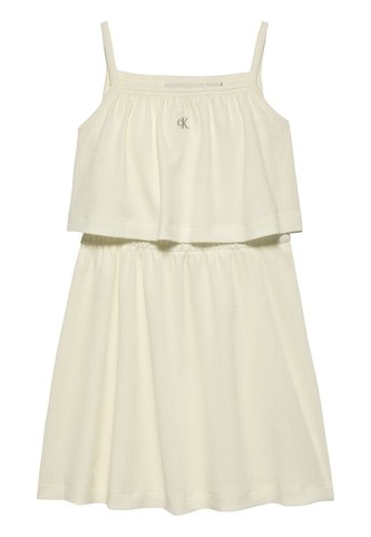 Vestido Blanco Para Niña Texturizado De Tirantes Y Capas Calvin Klein Calvin Klein