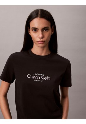 Camiseta Negra Clásica Con Logo Calvin Klein