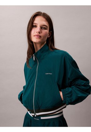 Chaqueta Verde Tipo Track De Tejido Plano Calvin Klein