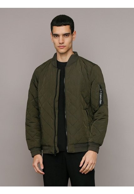 Chaqueta Verde Quilted Baseball Con Cremallera Calvin Klein