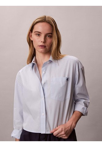 Camisa Azul Manga Larga Cropped De Algodón Calvin Klein Calvin Klein