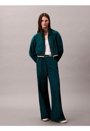Chaqueta Verde Tipo Track De Tejido Plano Calvin Klein