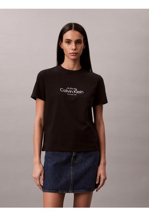 Camiseta Negra Clásica Con Logo Calvin Klein