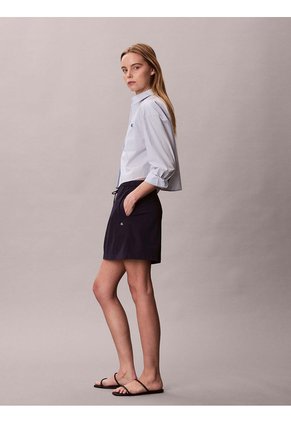 Camisa Azul Manga Larga Cropped De Algodón Calvin Klein