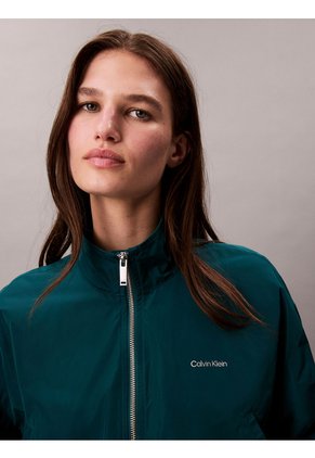 Chaqueta Verde Tipo Track De Tejido Plano Calvin Klein