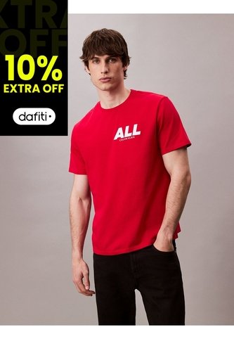 Camiseta Roja Con Estampado Gráfico All Calvin Klein Calvin Klein