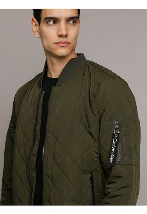 Chaqueta Verde Quilted Baseball Con Cremallera Calvin Klein