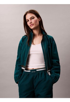 Chaqueta Verde Tipo Track De Tejido Plano Calvin Klein