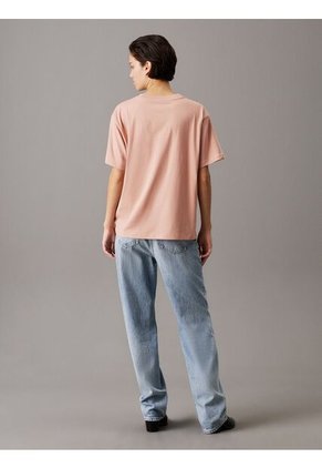 Camiseta Beige Holgada Con Monograma Calvin Klein