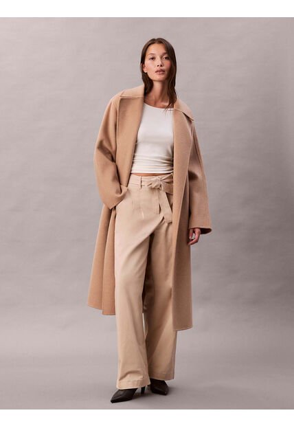 Pantalón Beige De Sarga De Algodón Con Cinturón Calvin Klein