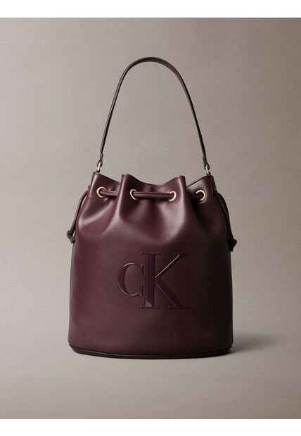 Bolso Marrón Saco Con Logo Monograma Grabado Calvin Klein