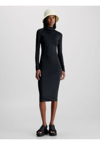 Vestido Midi Slim De Manga Larga Elástico Mujer Negro Calvin Klein Calvin Klein