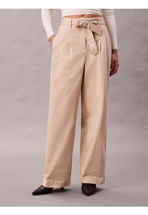 Pantalón Beige De Sarga De Algodón Con Cinturón Calvin Klein
