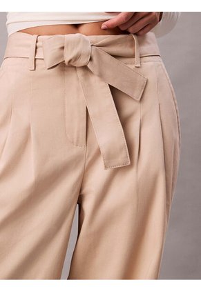 Pantalón Beige De Sarga De Algodón Con Cinturón Calvin Klein