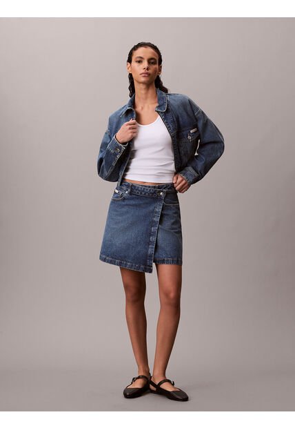 Falda Azul Mini Cruzada Denim Calvin Klein