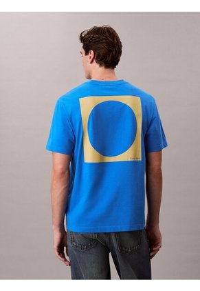 Camiseta Azul Con Logo Estampado En Alineado Derecho Calvin Klein