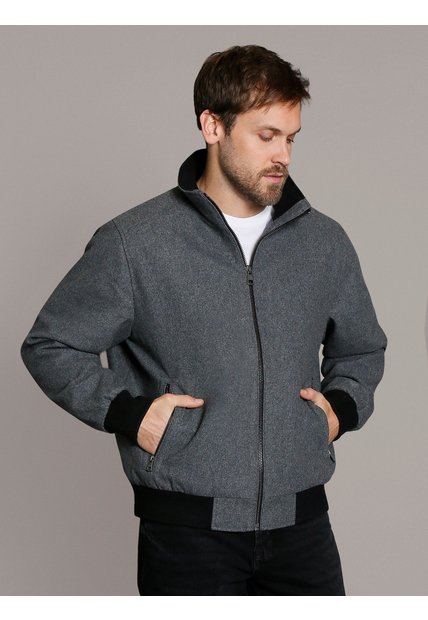 Chaqueta Gris Bomber De Lana Calvin Klein