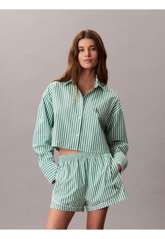 Camisa Verde Cropped De Pijama Con Gráfico De Logo Calvin Klein Calvin Klein