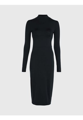 Vestido Midi Slim De Manga Larga Elástico Mujer Negro Calvin Klein
