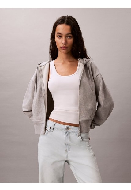 Buzo Gris Cropped Con Cierre De Cremallera Calvin Klein