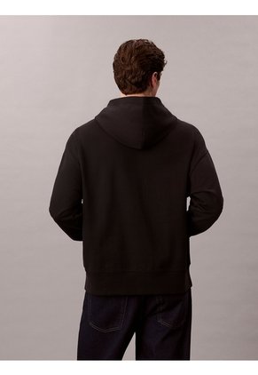 Buzo Negro Con Capota De Felpa Premium Con Logo Estampado Calvin Klein