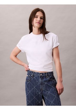 Camiseta Blanca Interlock Con Emblema CK Calvin Klein