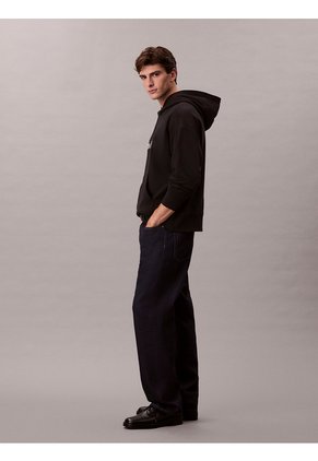 Buzo Negro Con Capota De Felpa Premium Con Logo Estampado Calvin Klein